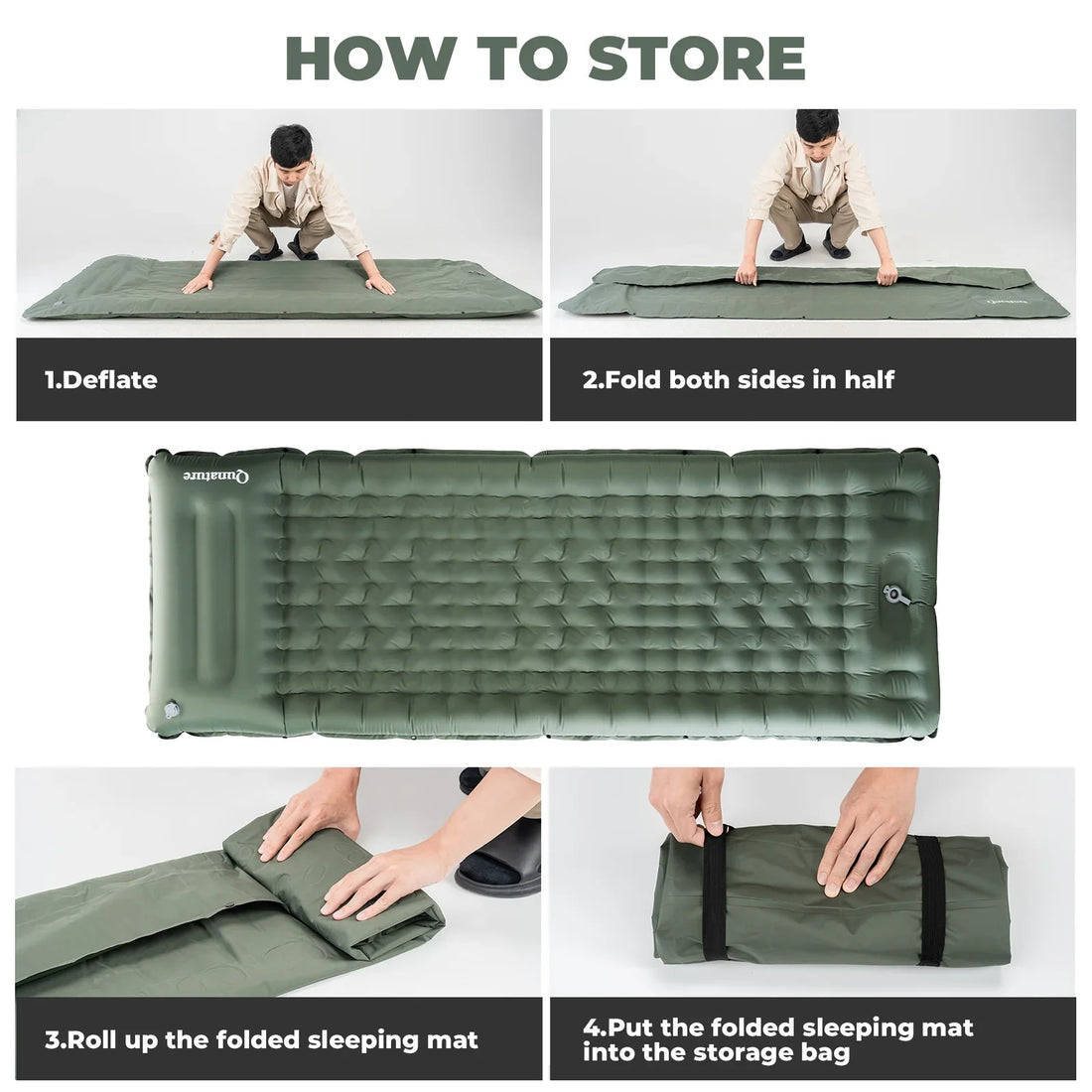 Ultra-Light Inflatable Sleeping Pad with Built-in Pillow for Outdoor Camping