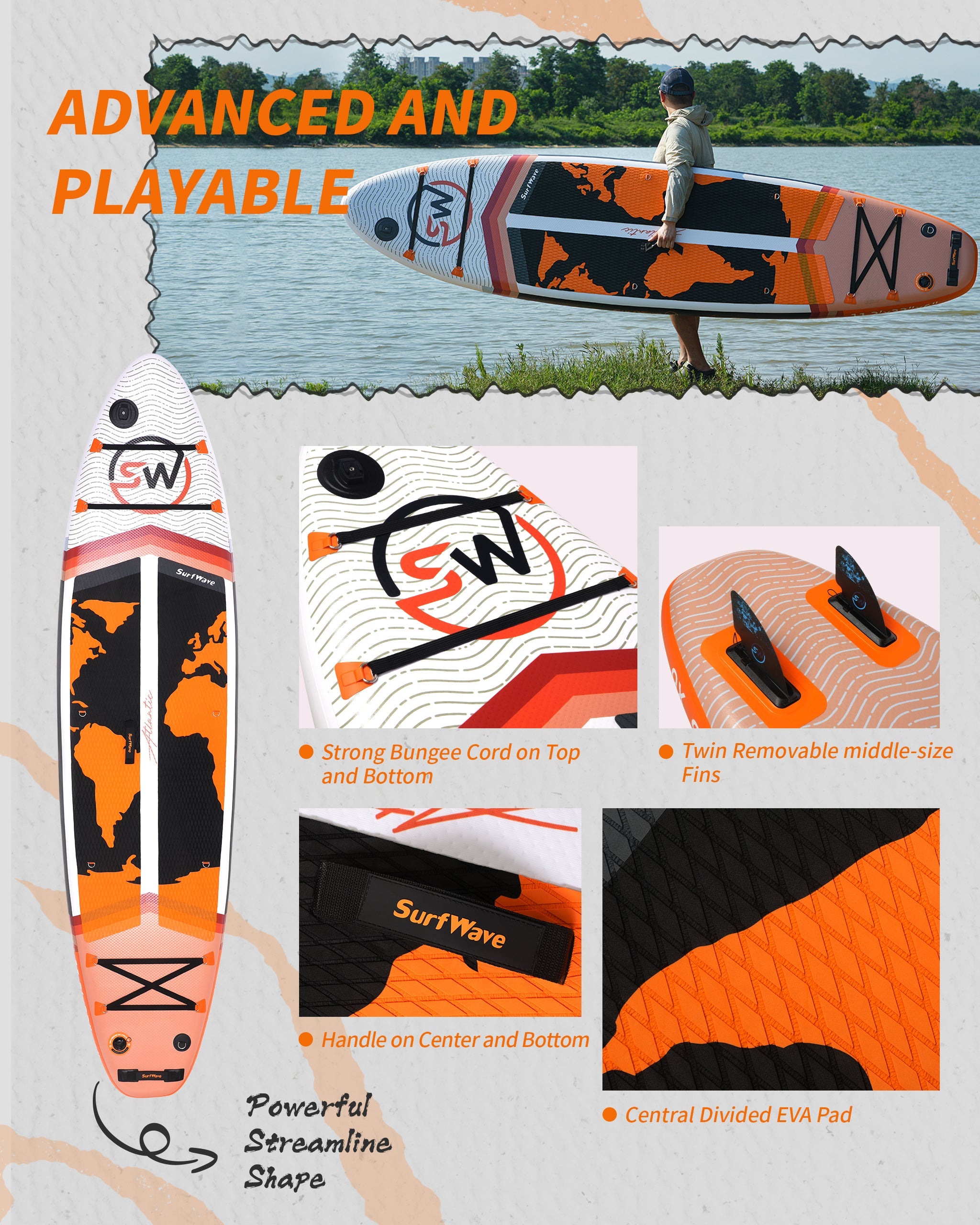 Pro Inflatable SUP Board 11ft Military Grade Paddle Pump Kit
