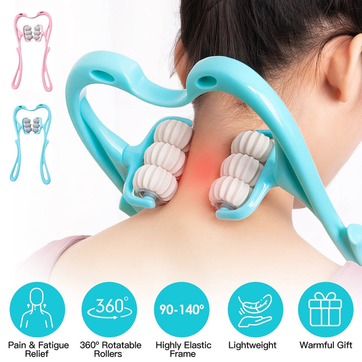 360 Rotating Neck Roller Massager Trigger Point Portable Pain Relief