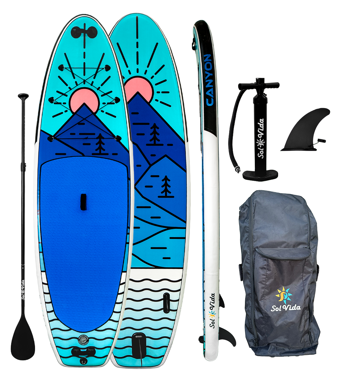 Canyon Inflatable Paddle Board 11ft Complete Kit Paddle Pump Fin