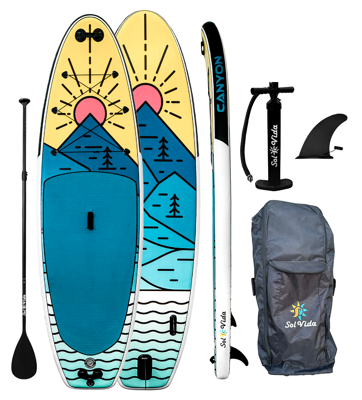 Canyon Inflatable Paddle Board 11ft Complete Kit Paddle Pump Fin