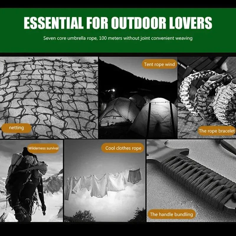 7 Core 550 Paracord Rope 4mm Polyester Survival Camping Gear