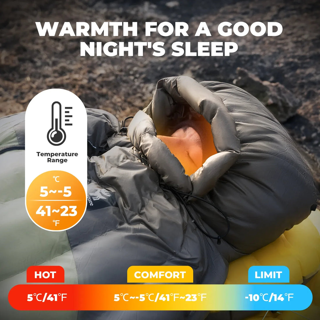 650 Fill Down Mummy Sleeping Bag Waterproof Camping Hiking 23F