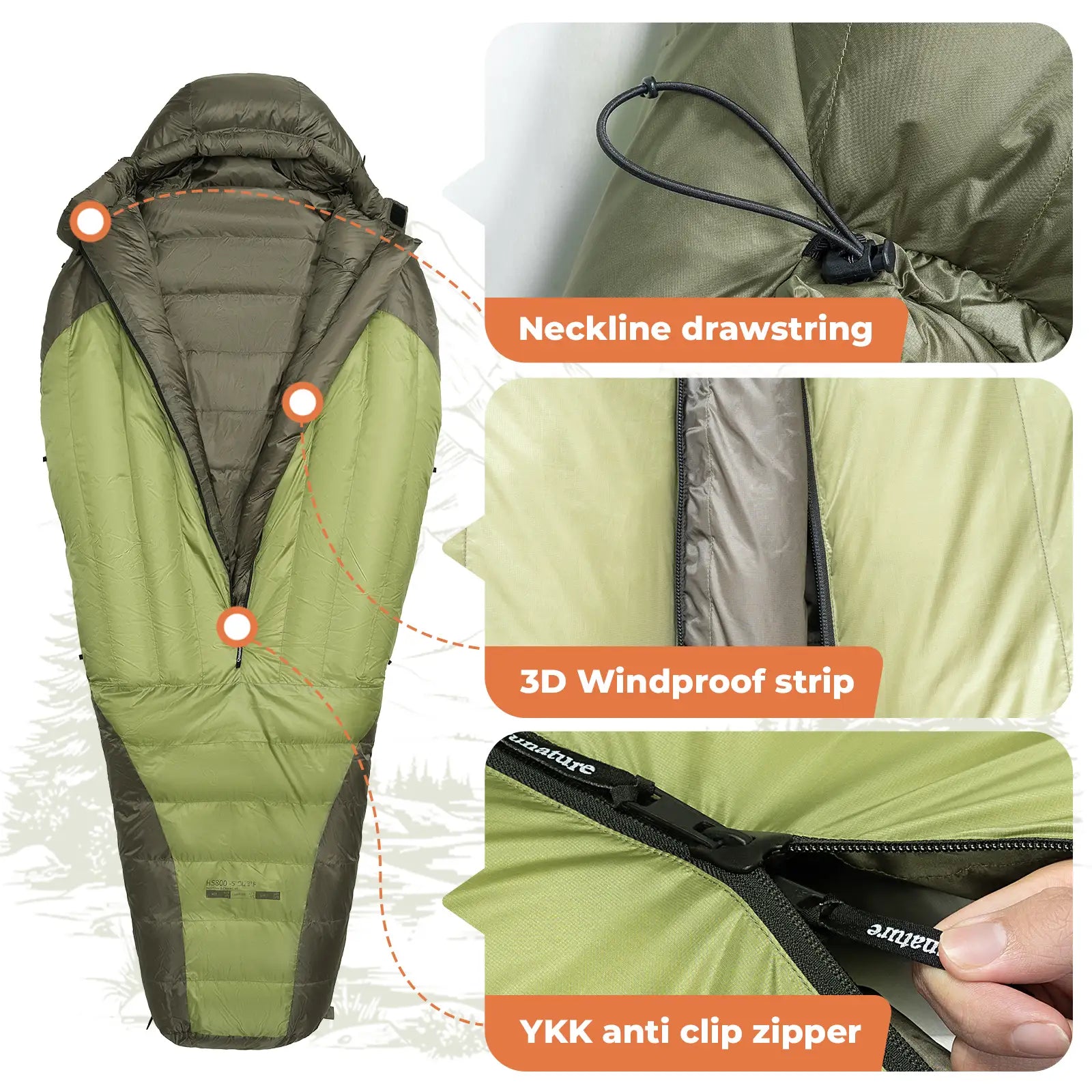 650 Fill Down Mummy Sleeping Bag Waterproof Camping Hiking 23F
